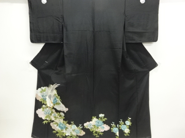 未使用品　尾長鳥模様刺繍留袖（比翼付き）